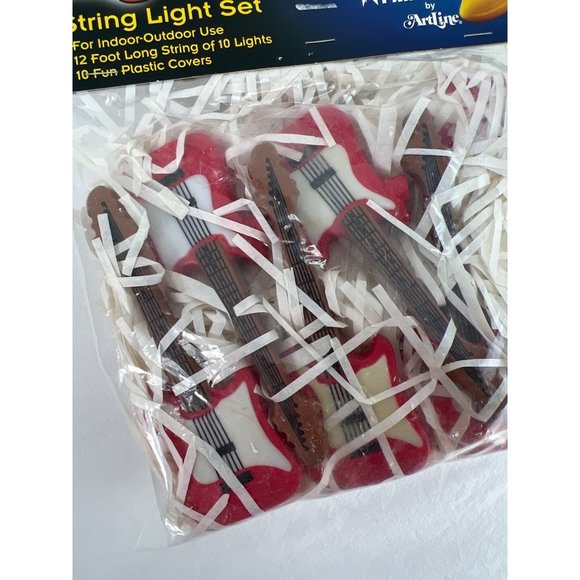 Primal Lite Rock N Roll Red Guitar String Lights 12 Foot 10 Lights New Old Stock - Picture 2 of 8